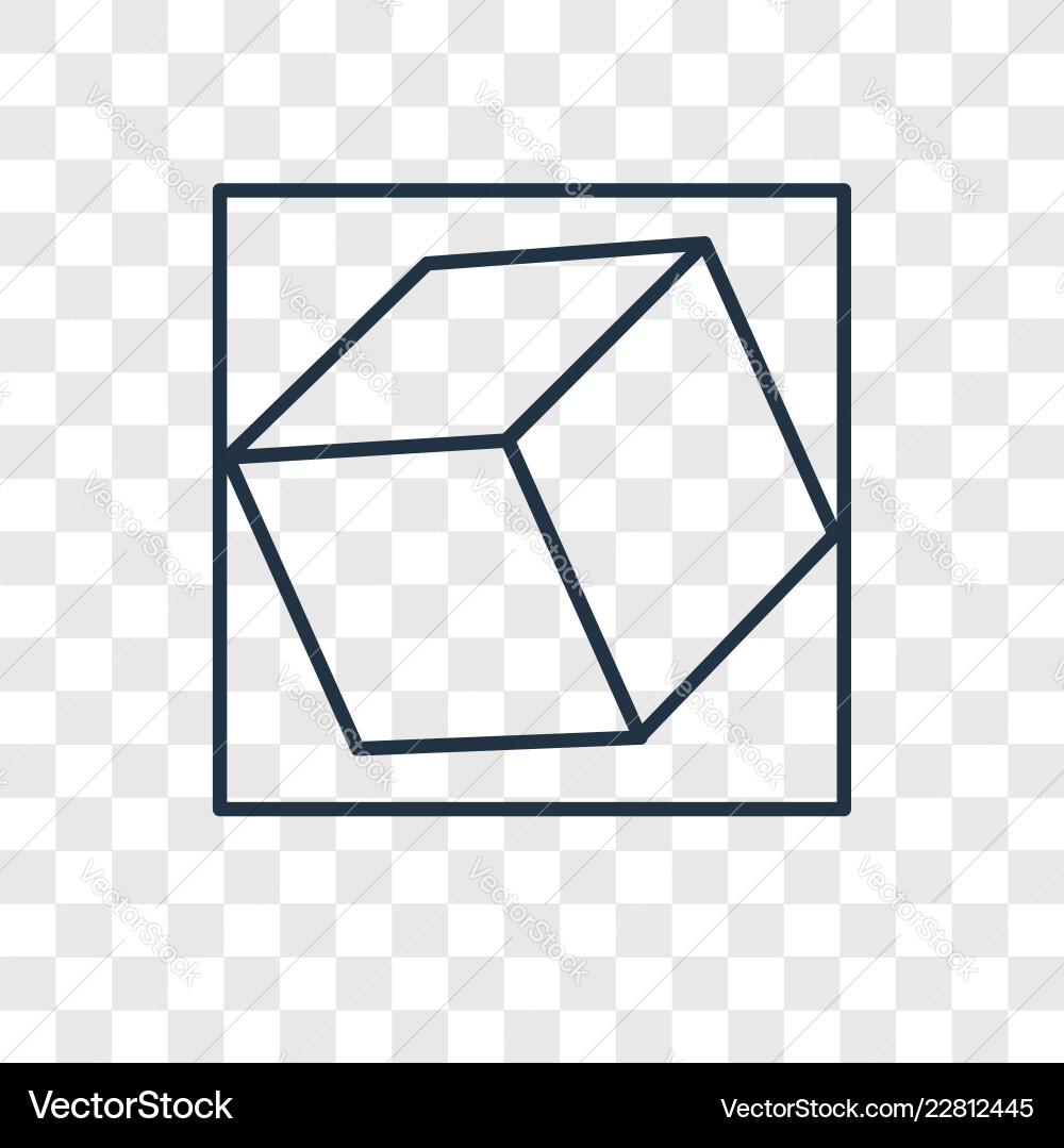 Cube concept linear icon isolated on transparent Cube concept linear icon isolated on transparent vector image