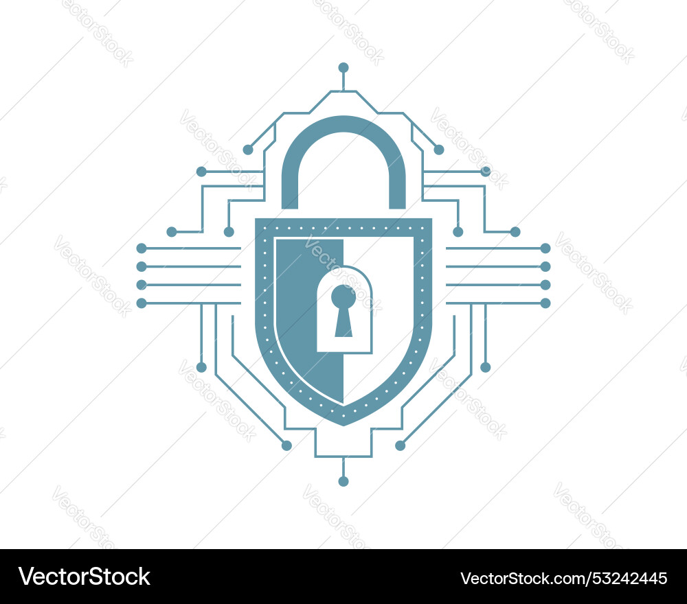 Cybersecurity lock icon representing digital data Cybersecurity lock icon representing digital data vector image