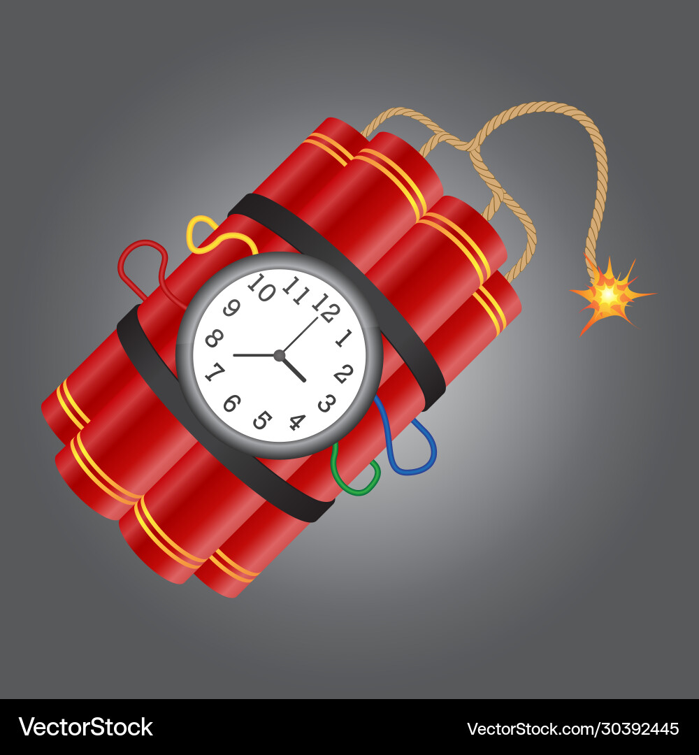 Dynamite with burning fuse isolated Dynamite with burning fuse isolated vector image