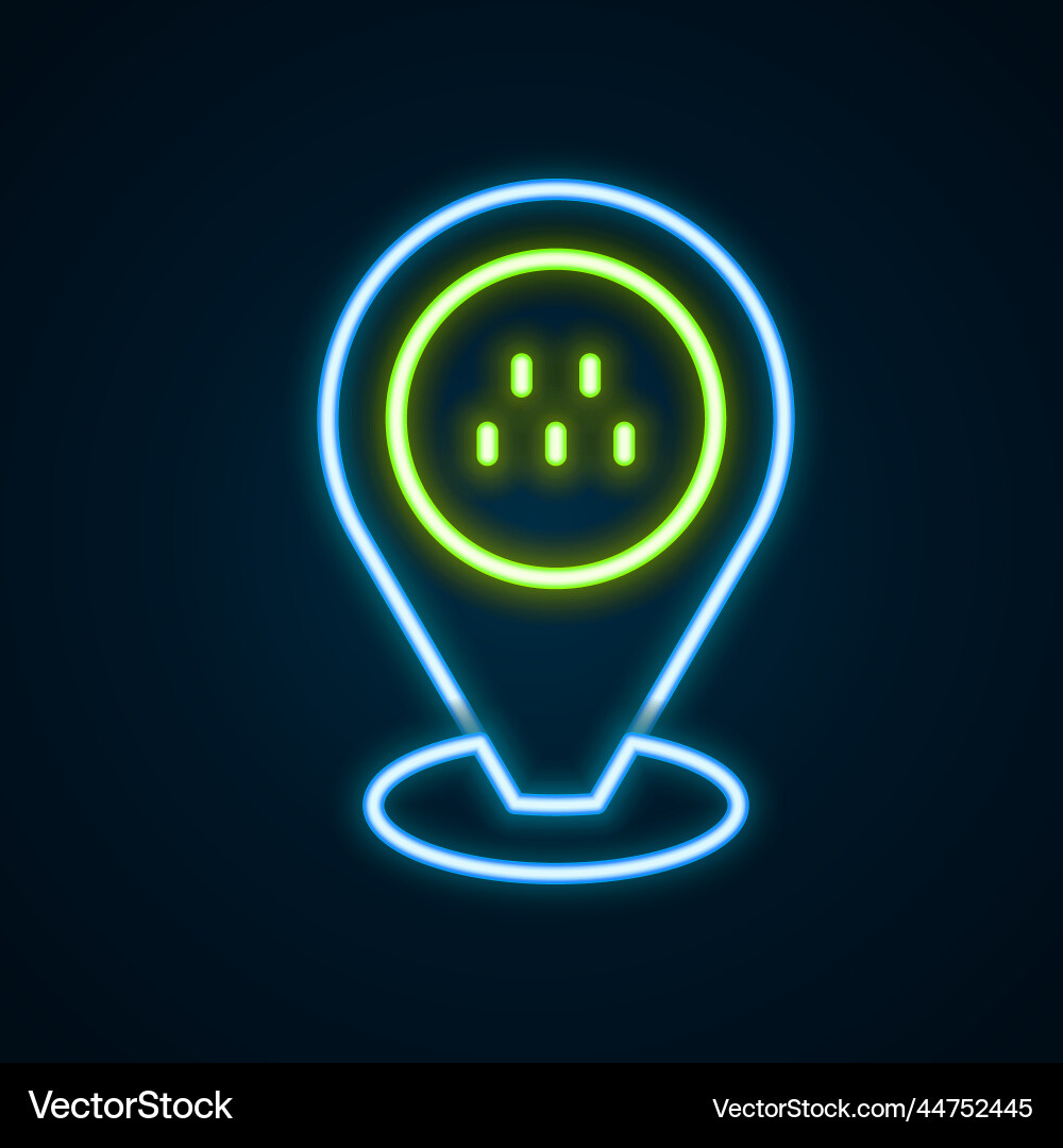 Glowing neon line map pointer with taxi car icon Vector Image