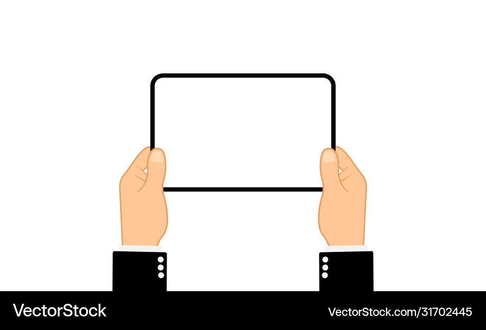 Hands holding tablet computer with blank screen Hands holding tablet computer with blank screen vector image