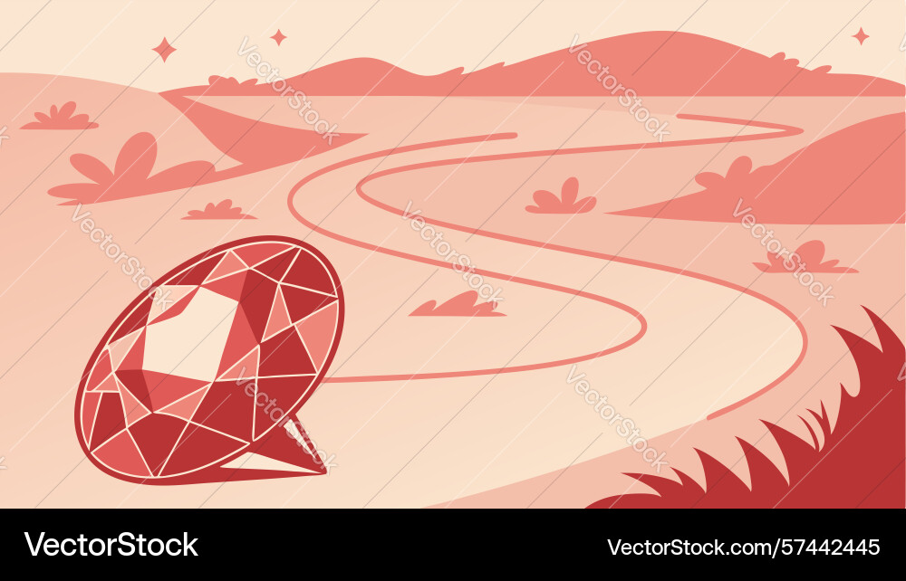 Large ruby gem on desert road design generative ai Vector Image