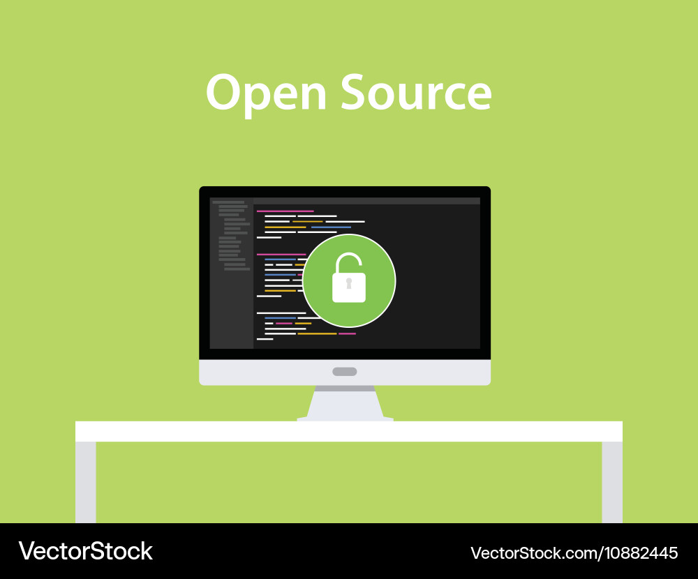Open source concept with pc computer vector image