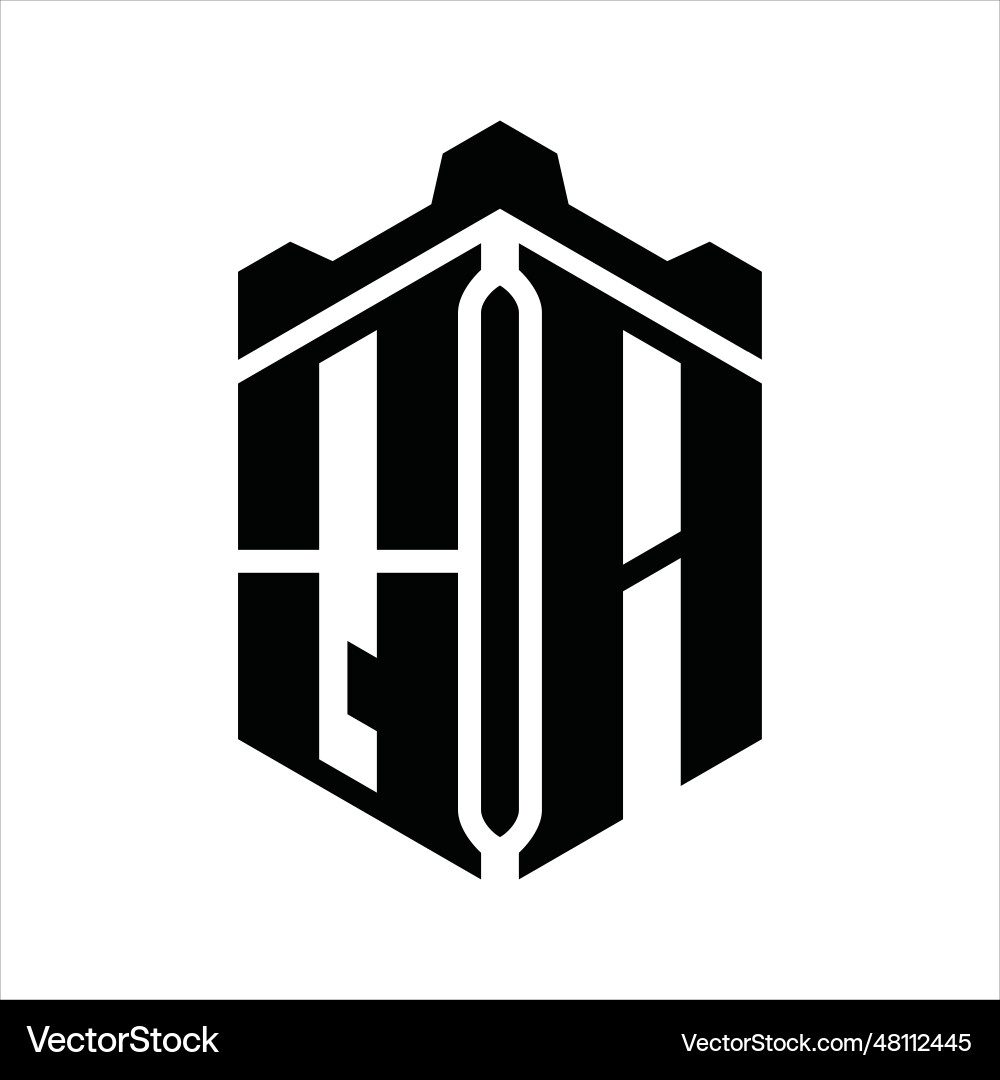 Qa letter logo monogram hexagon shape with crown Qa letter logo monogram hexagon shape with crown Vector Image