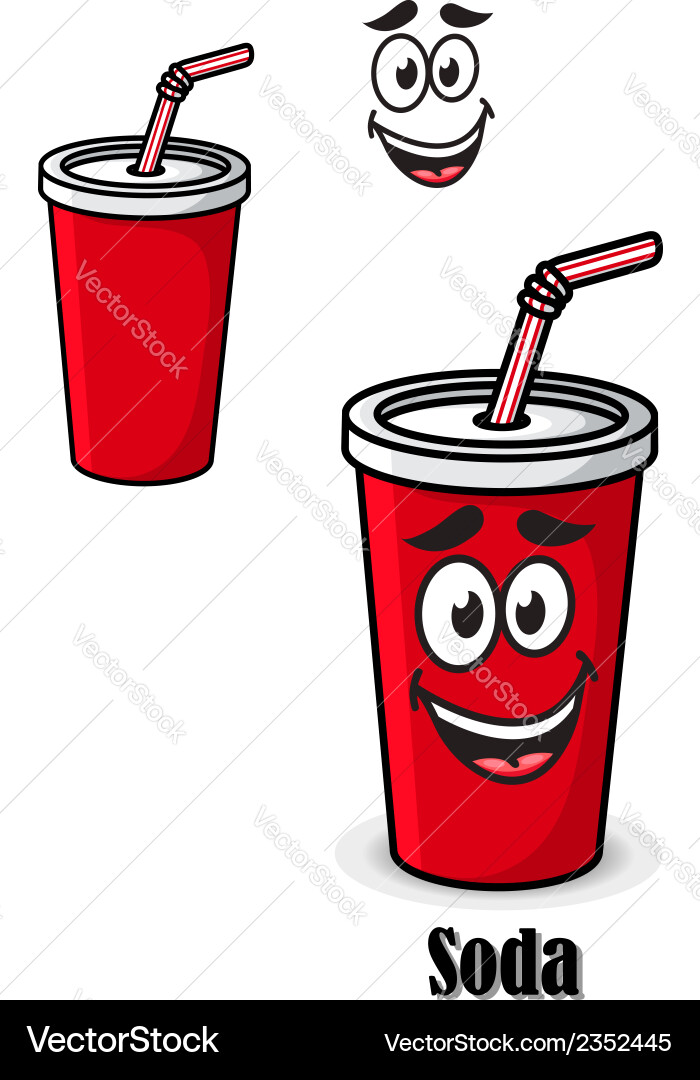 Refreshing Red Soda Drink with Straw Vector Image