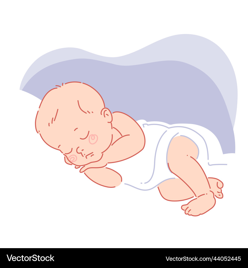 Süße kleine Baby Schlafhand unter Wange Süße kleine Baby Schlafhand unter Wange vektorbild