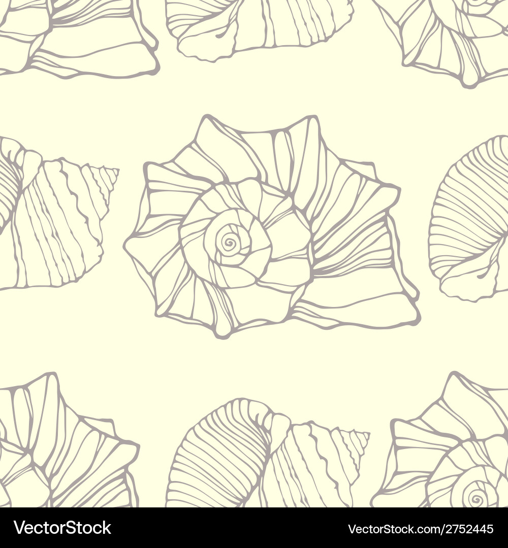 Seamless pattern with decorative shells vector image