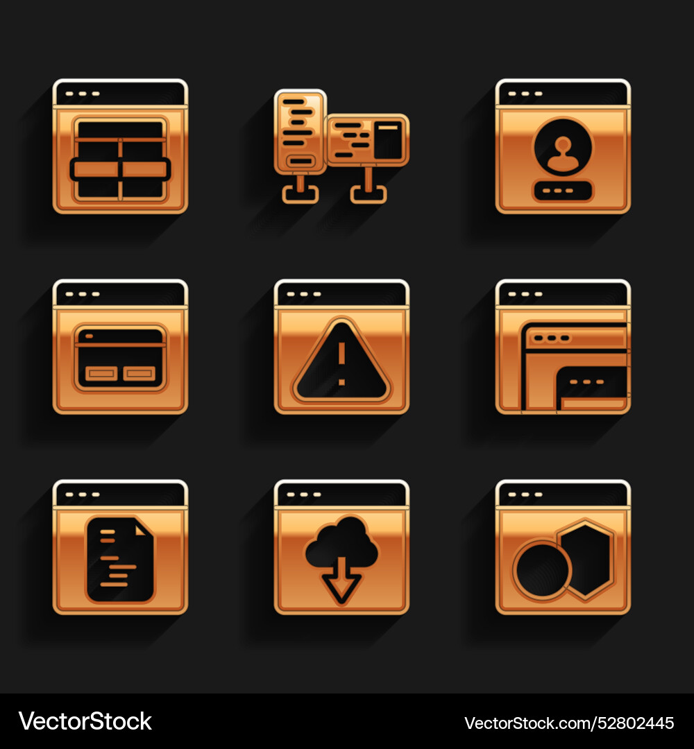 Set browser with exclamation mark cloud Set browser with exclamation mark cloud vector image