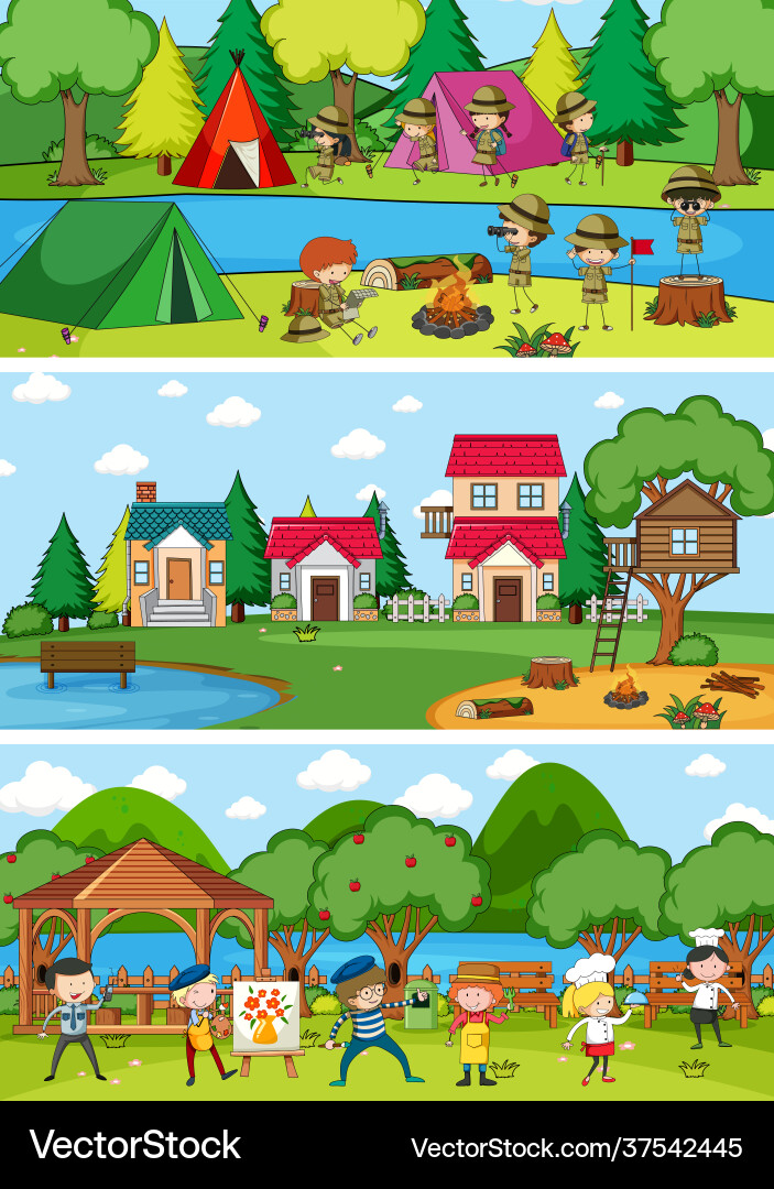 Set different horizontal scenes background Set different horizontal scenes background vector image