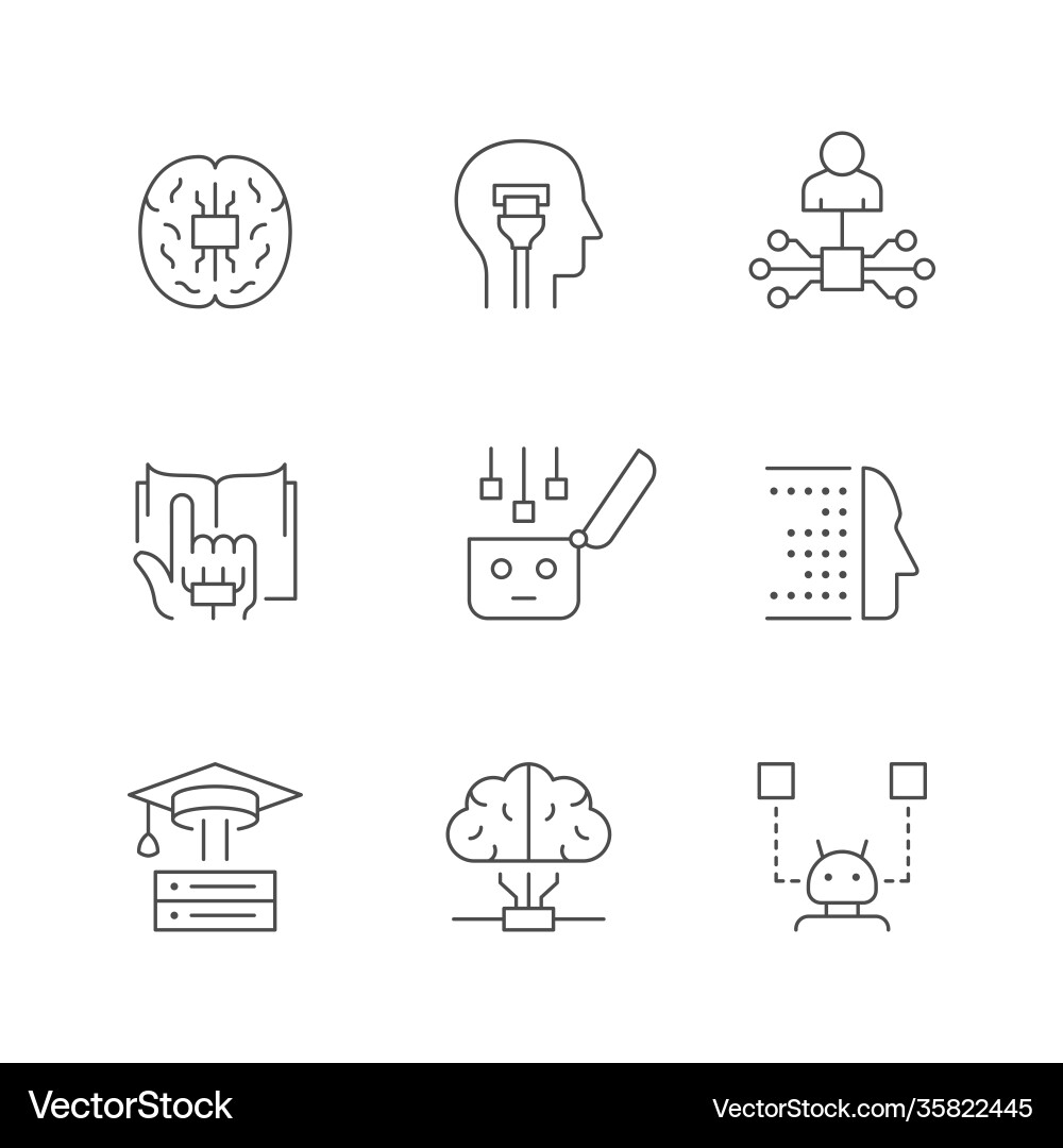 Set line icons machine learning Set line icons machine learning vector image