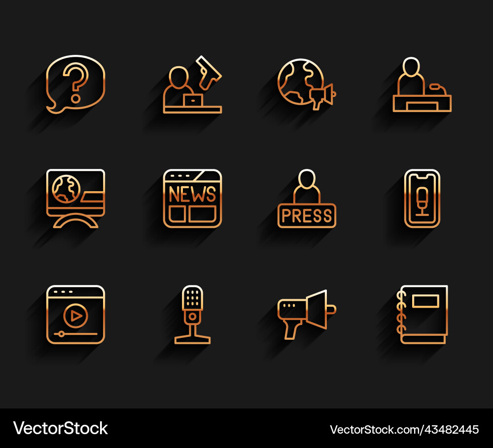 Set line live stream microphone speech bubble Set line live stream microphone speech bubble Vector Image