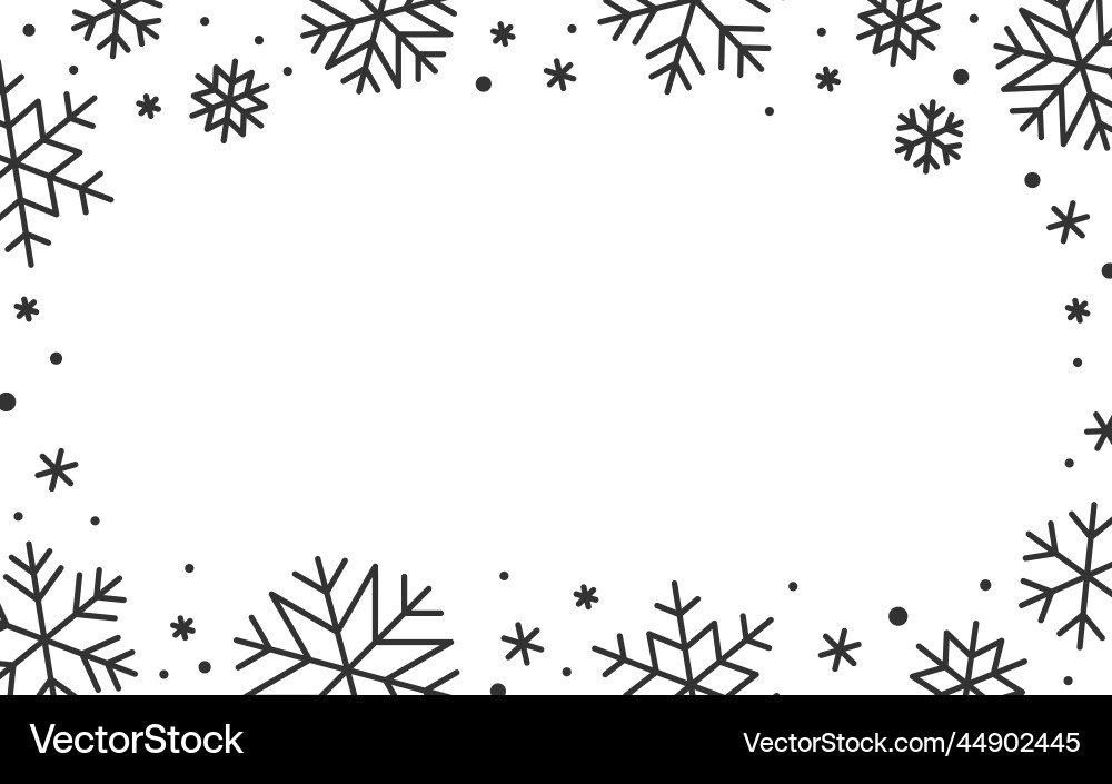 Snowflake winter line border frame with copy space Vector Image