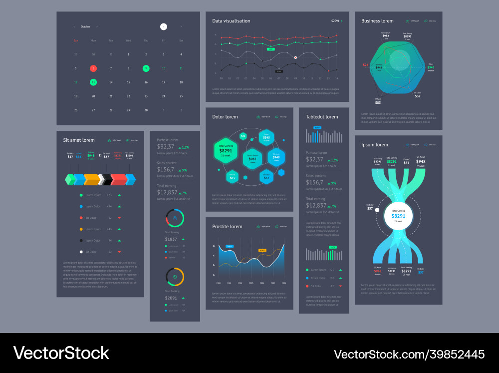 Ui and infographic elements vector image