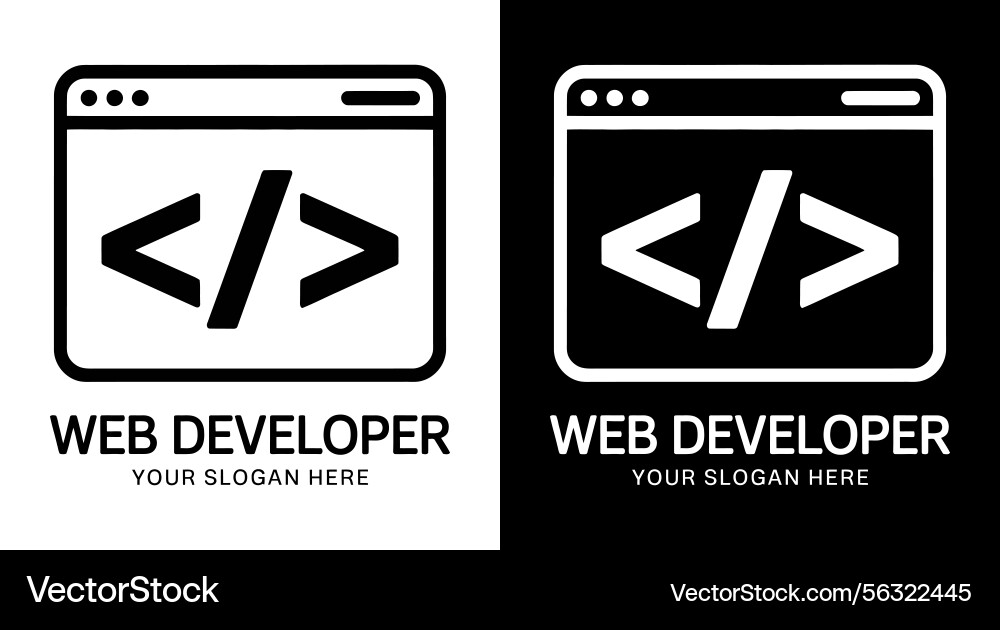 Web developer logo bold black code browser vector image