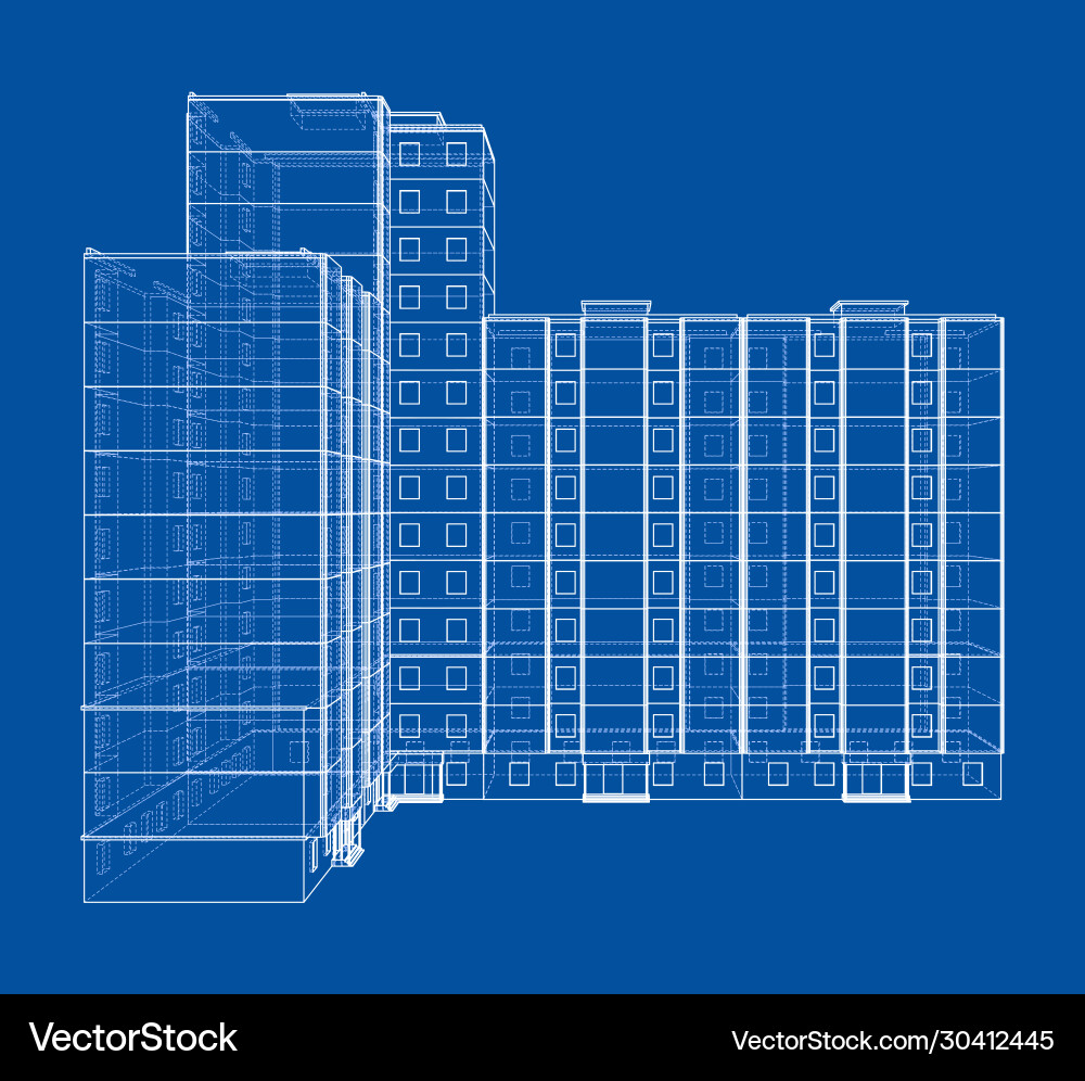 Wire-frame model a multi-storey building Wire-frame model a multi-storey building Vector Image
