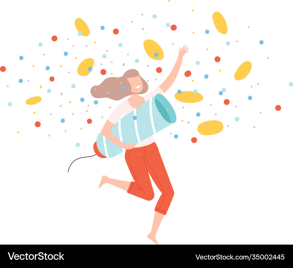 Young man holding exploding firecracker tiny Vector Image