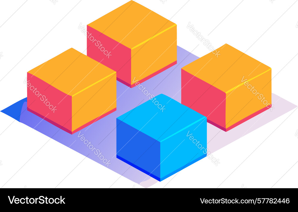 Abstract 3d colorful geometric blocks versatile Vector Image