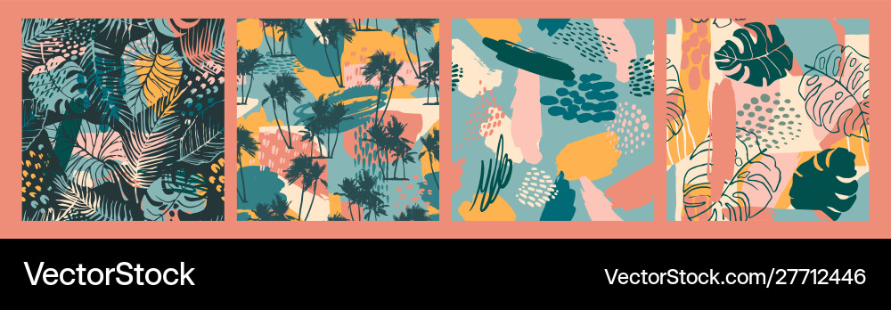Abstract creative seamless patterns with tropical Abstract creative seamless patterns with tropical vector image