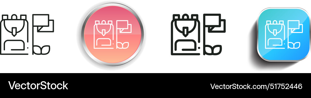 Backpack icon thin linear regular and button Backpack icon thin linear regular and button vector image