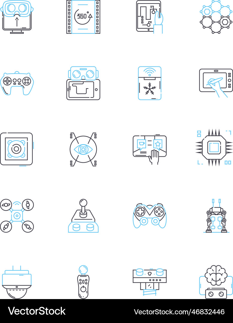 Cloud learning linear icons set virtual flexible Cloud learning linear icons set virtual flexible vector image