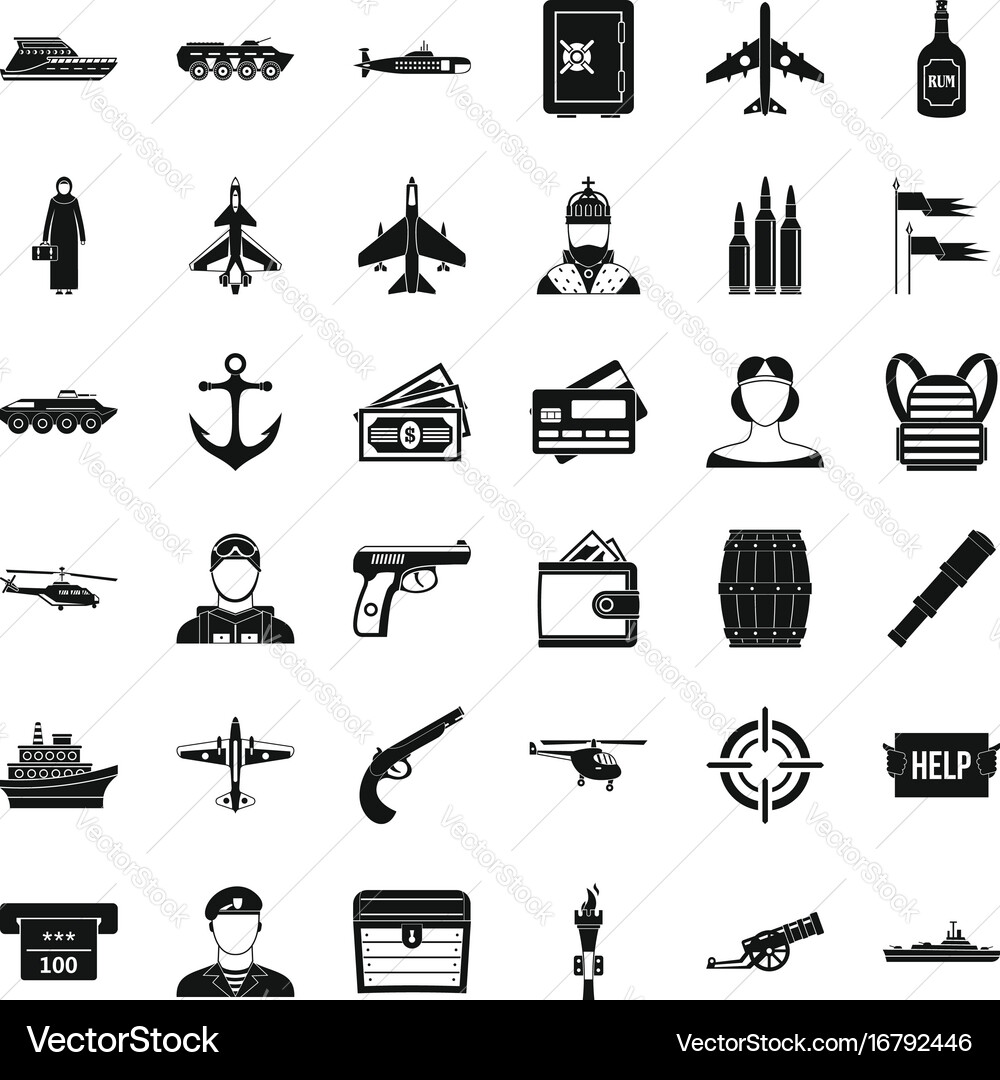 Combat target icons set simple style vector image