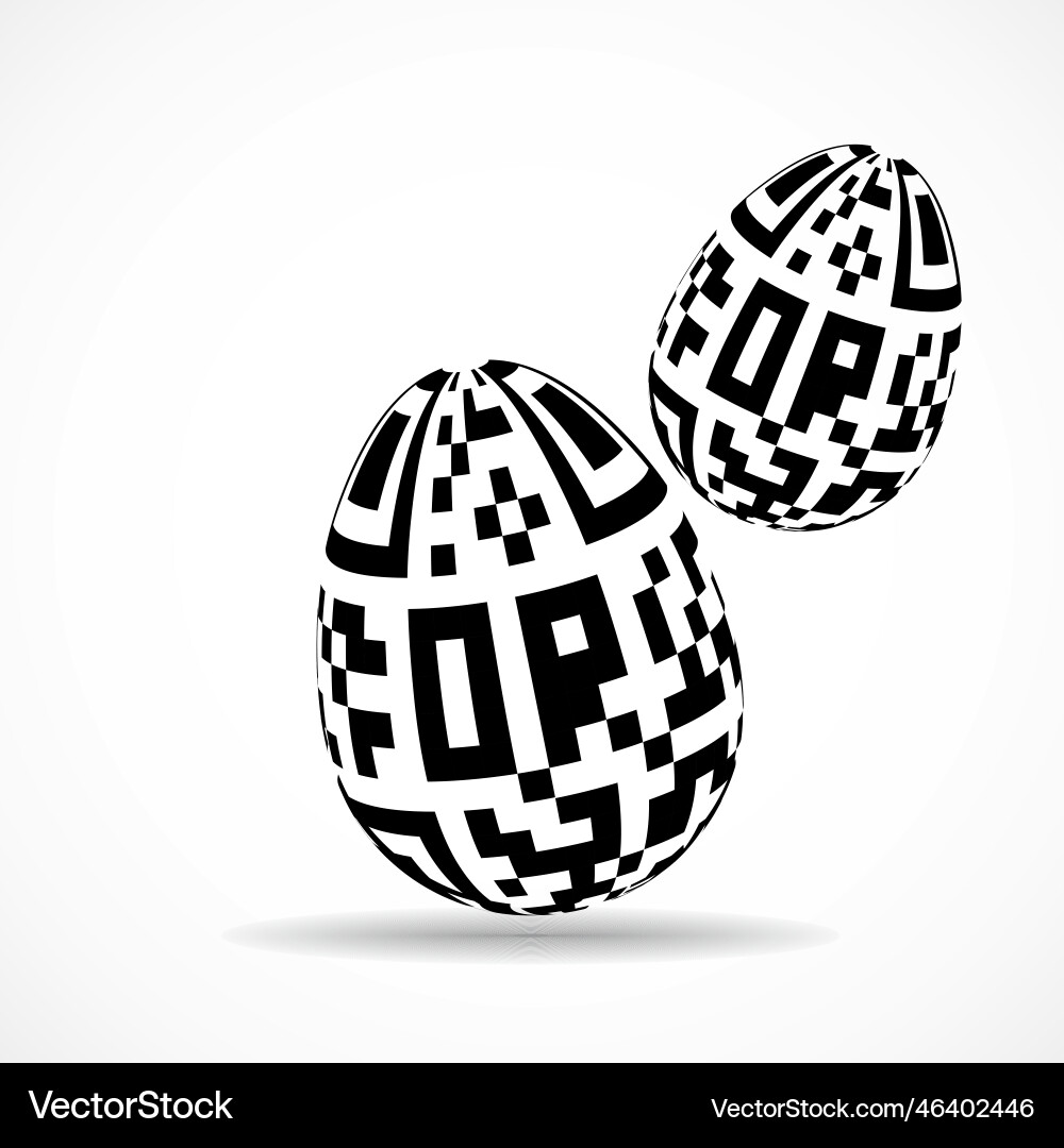Eggs with qr code inside isolated on white vector image