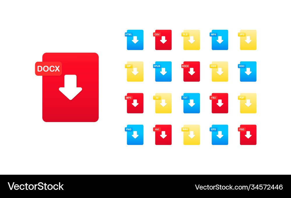 File format icon set on isolated white background File format icon set on isolated white background vector image