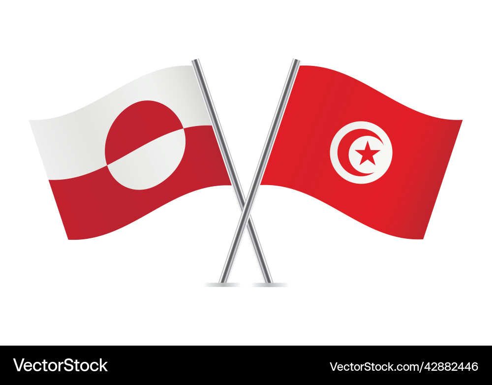 Grönland und Tunisien überquerte Flaggen Grönland und Tunisien überquerte Flaggen vektorbild