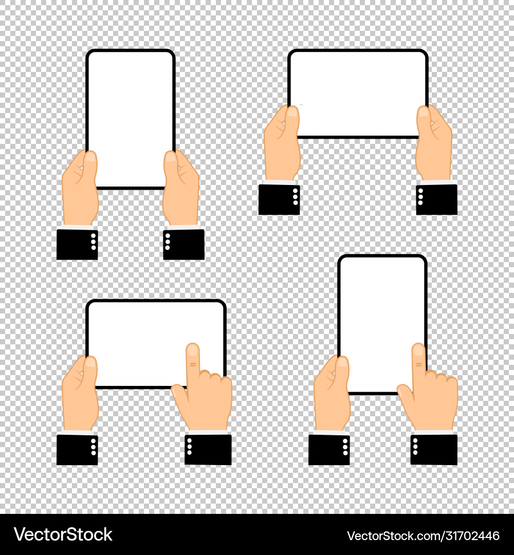 Hands holding tablet computer with blank screen Hands holding tablet computer with blank screen vector image