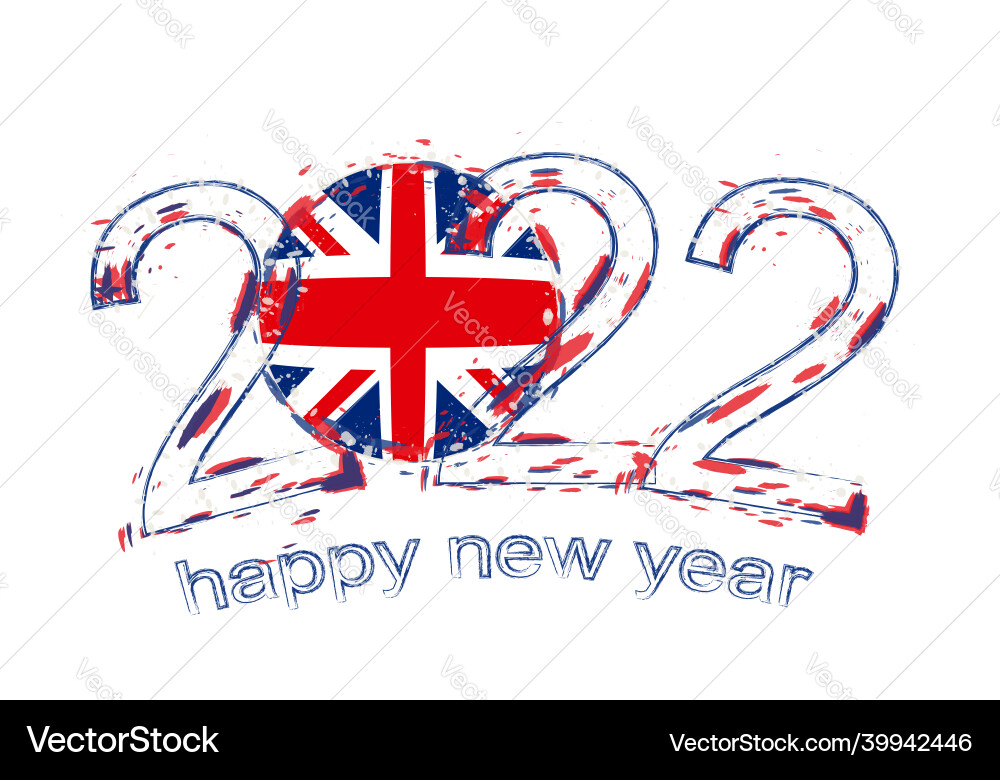 Happy new 2022 year with flag of united kingdom Happy new 2022 year with flag of united kingdom vector image