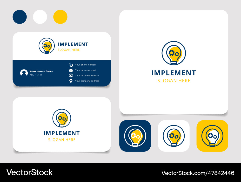 Implement logo design with editable slogan Implement logo design with editable slogan vector image