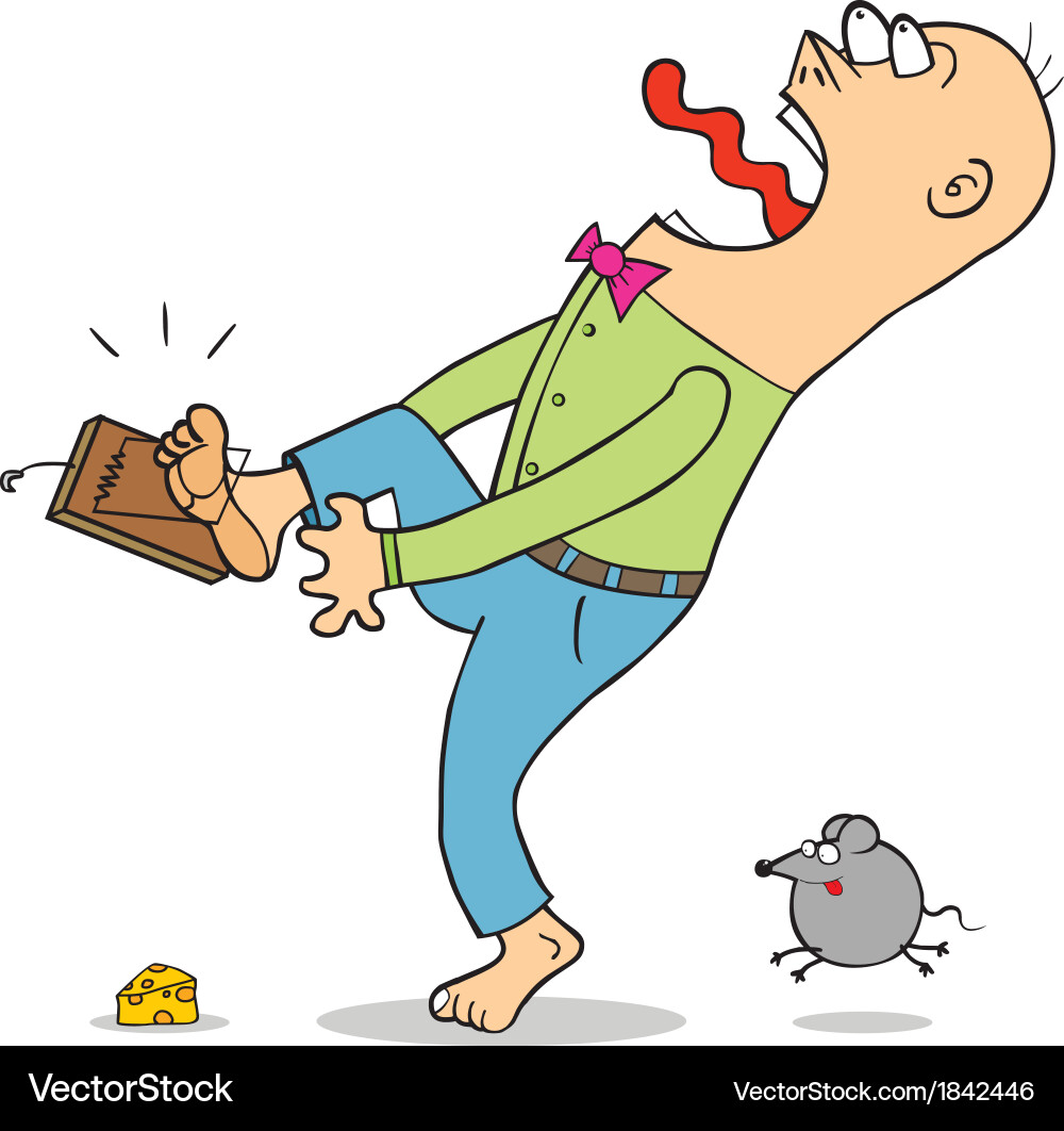 Man Trapped in a Mouse Trap Vector Image