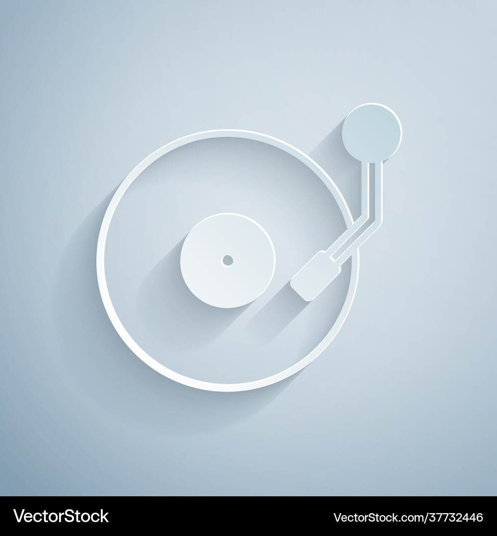 Paper cut vinyl player with a disk icon Paper cut vinyl player with a disk icon vector image