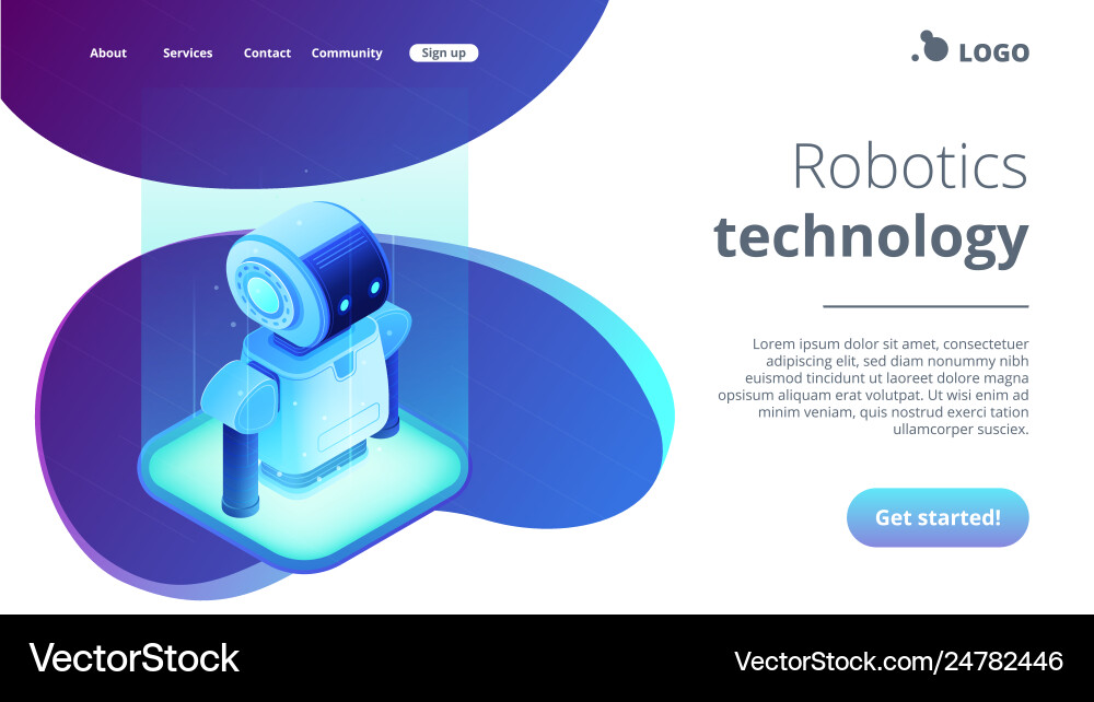 Robotics technology isometric3d landing page Robotics technology isometric3d landing page vector image