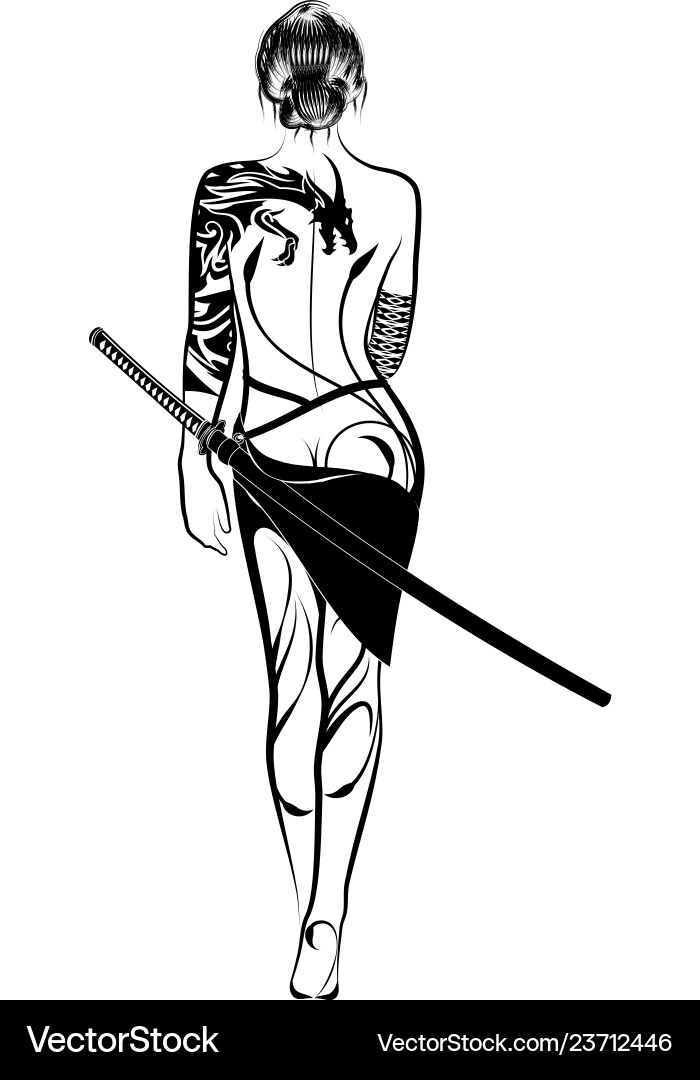 Samurai Fantasy Girl Vector Image