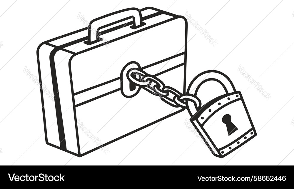 Secure Briefcase with Padlock and Chain Vector Image