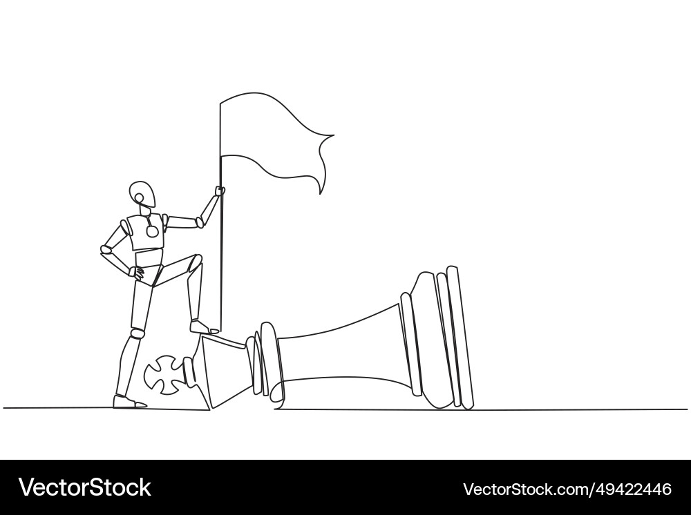 Single continuous line drawing smart robot Single continuous line drawing smart robot vector image