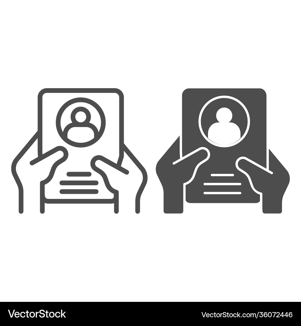 Worker questionnaire in hands line and solid icon vector image