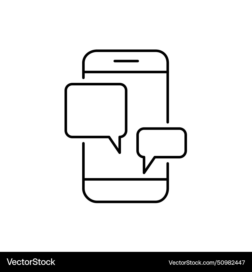 Chatting and messaging on smartphone line icon vector image