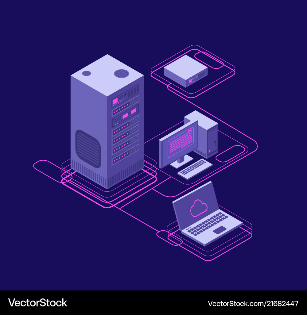 Data Network Management & Synchronization vector image