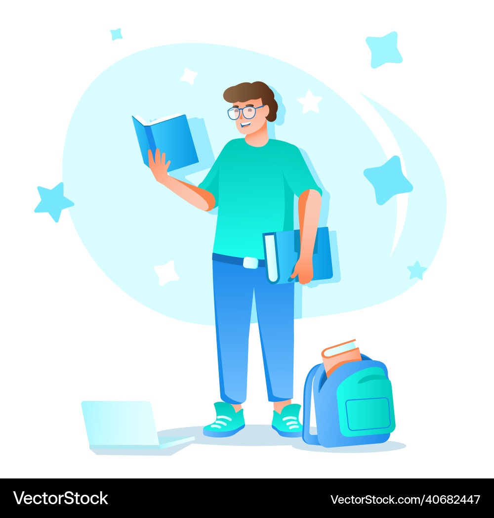 Distant learning flat character concept for web Distant learning flat character concept for web vector image