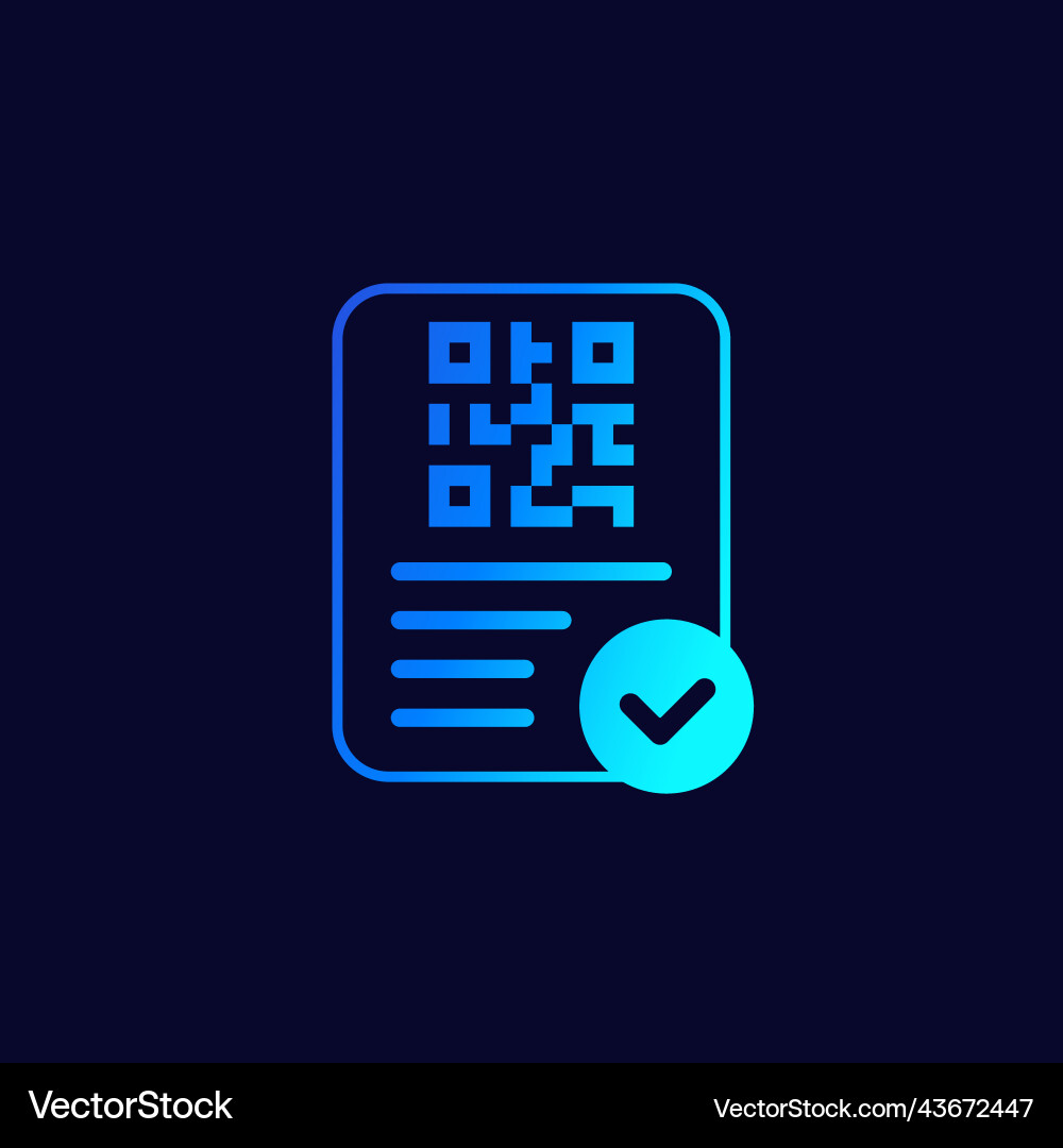 Document with qr code icon on dark vector image
