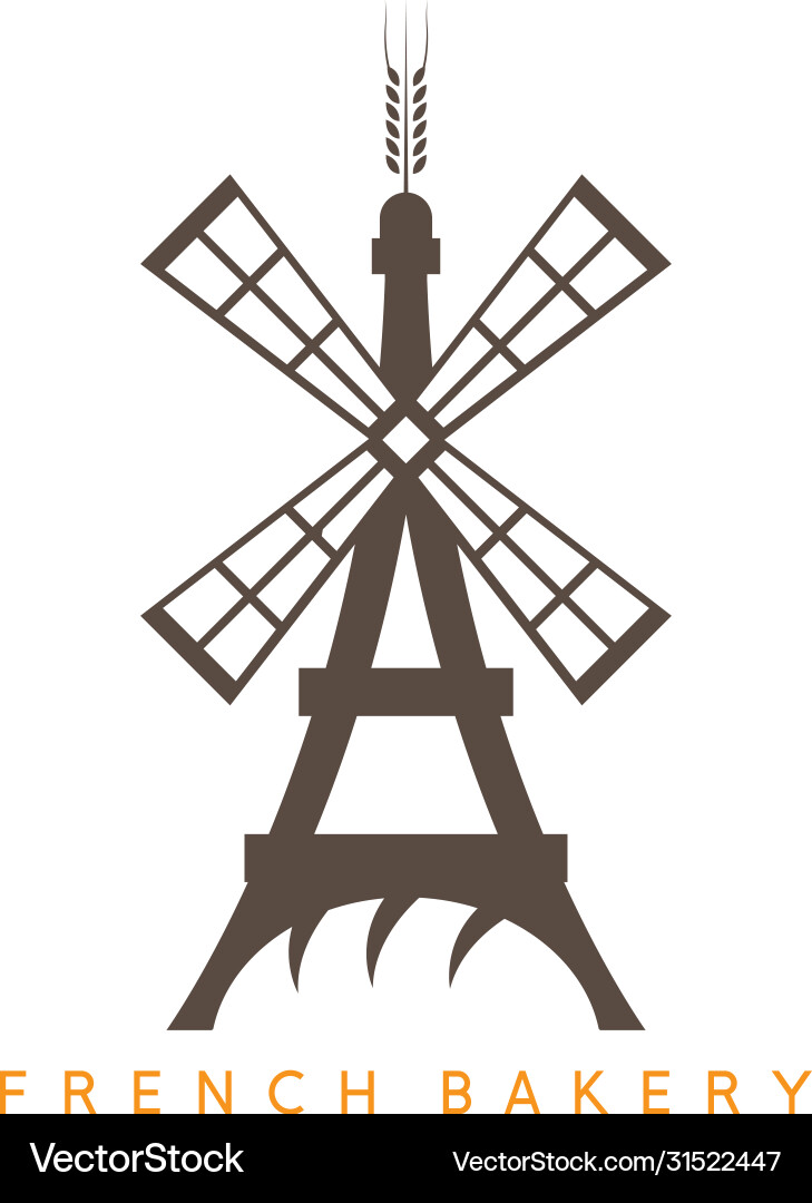 Eiffel tower with bread and mill design template Eiffel tower with bread and mill design template vector image