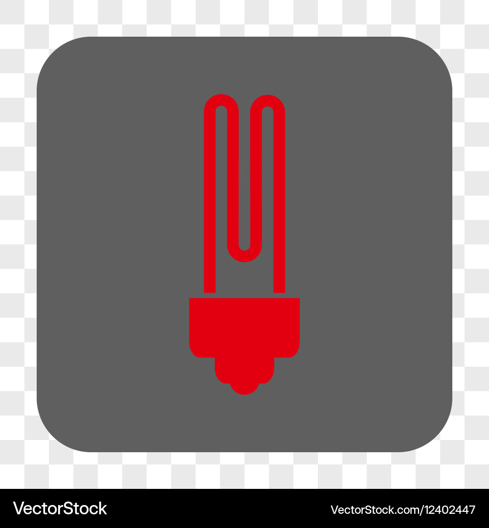 Fluorescent bulb rounded square button vector image