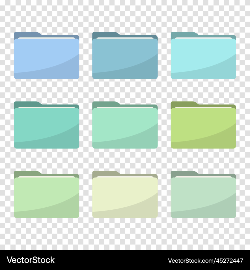 Folder icons set all type of document file vector image
