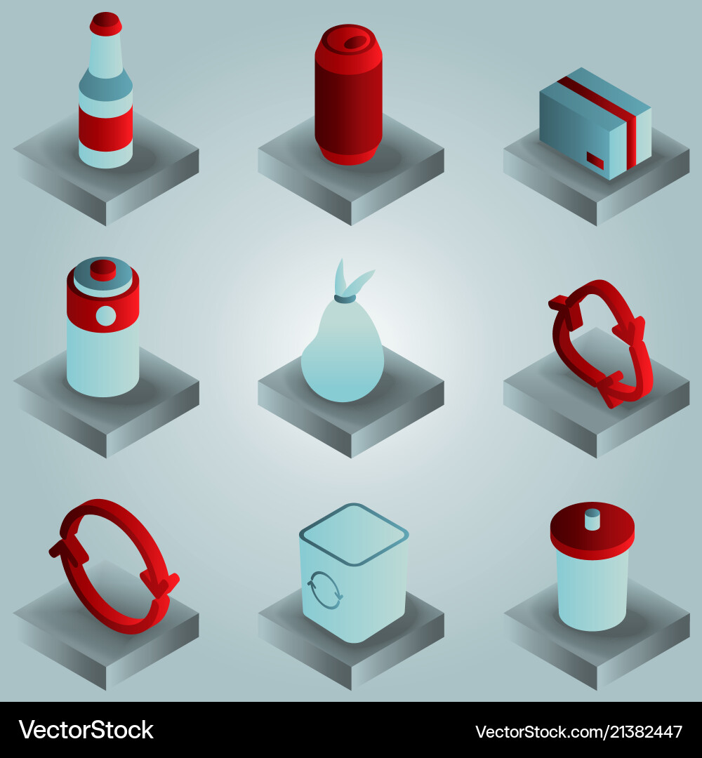 Garbage color gradient isometric icons Garbage color gradient isometric icons vector image