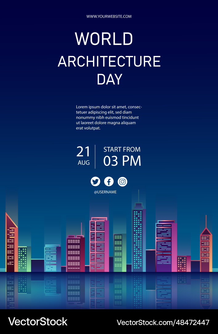 Gradient world architecture day poster template Vector Image