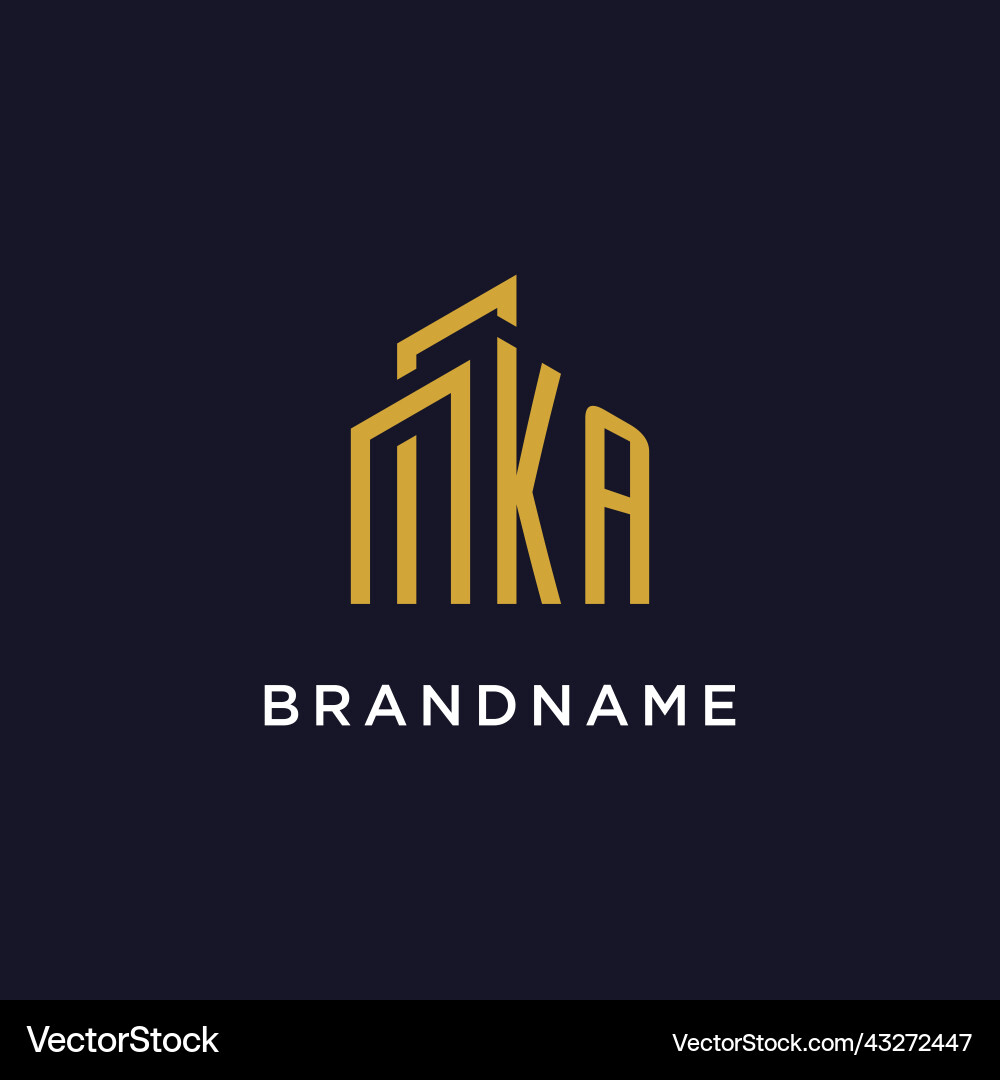 Ka initial monogram with building logo design Vector Image