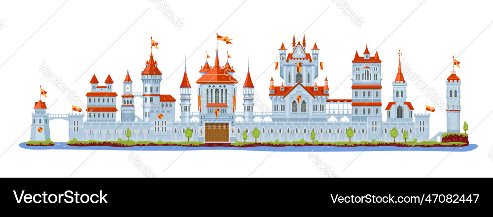 Knight stone castle and fortress gate tower Knight stone castle and fortress gate tower vector image