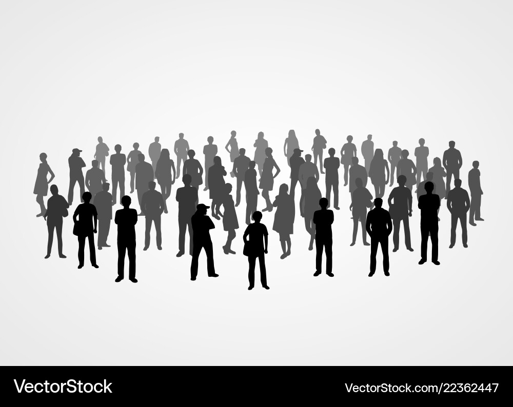 Large Crowd Silhouette Vector Image